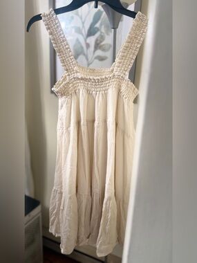 American Eagle Cream Smocked Babydoll dress